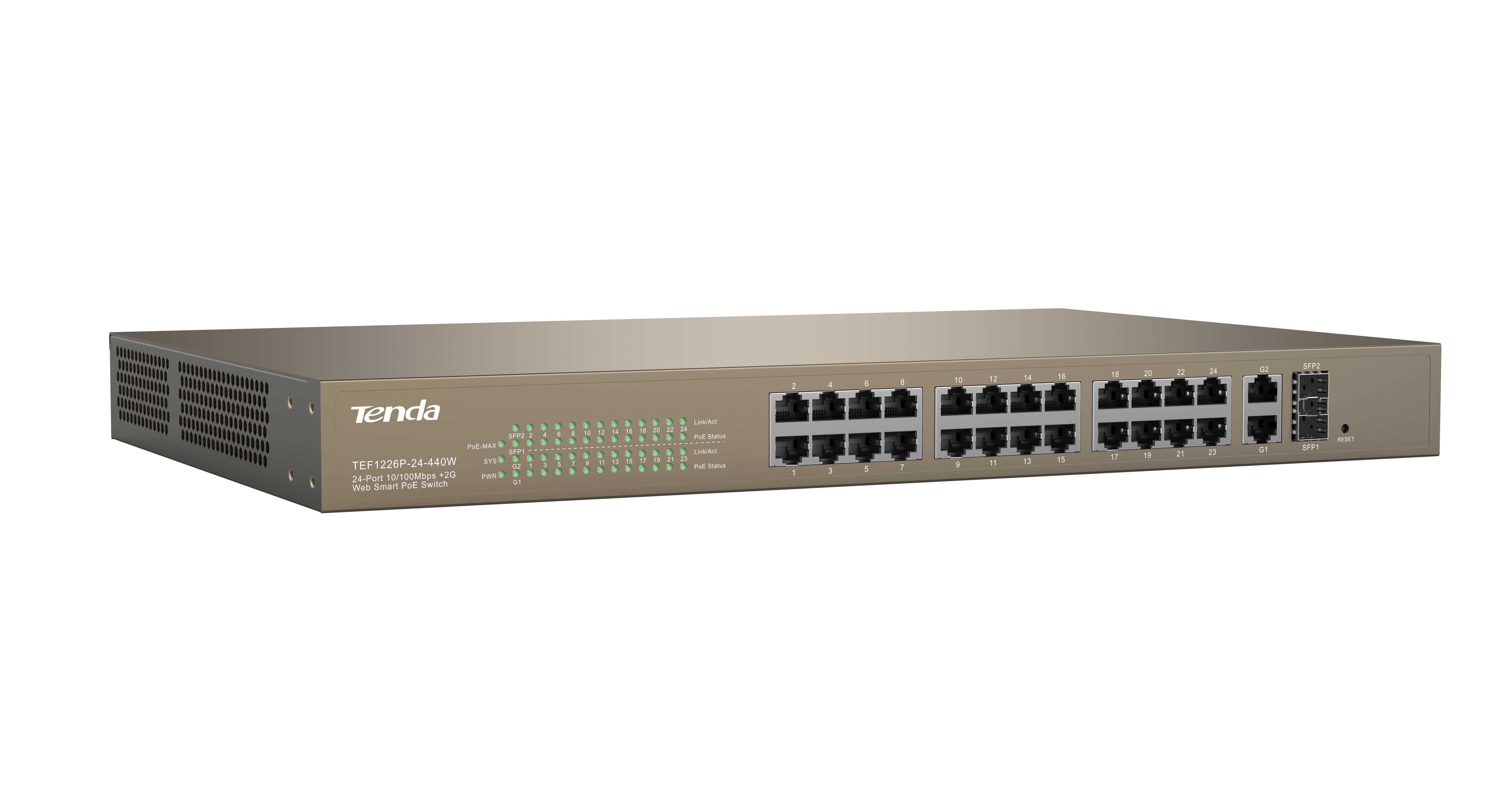 24-Port 10/100M + 2-Port Gigabit + 2 SFP Combo PoE
