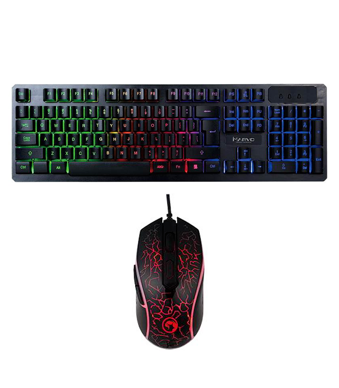 Pack Marvo KM408 Clavier Rétro éclairé et Souris pour Gamer