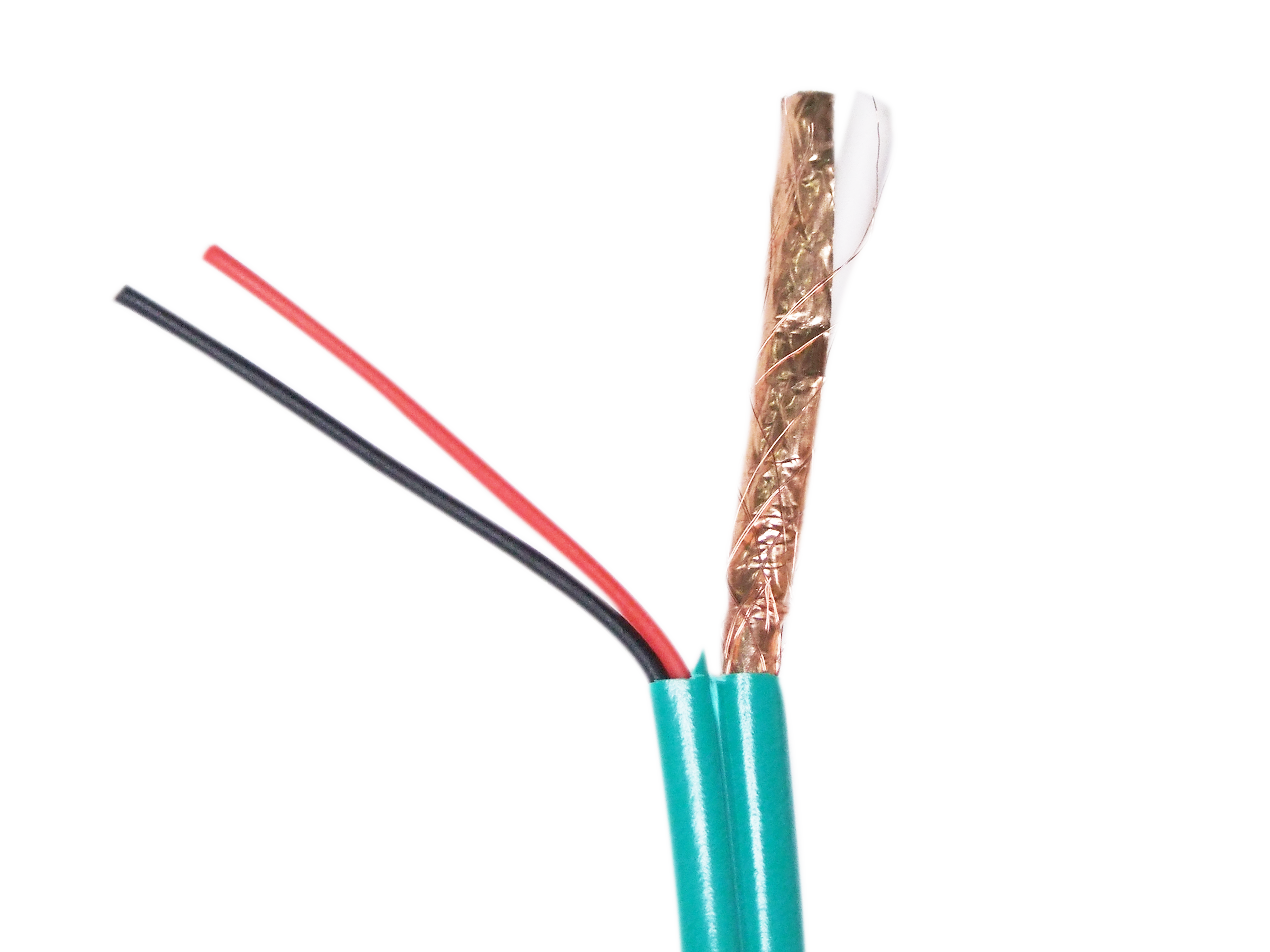 Bobine 500m Cable Coaxial avec Alimentation pour Camera - Vert