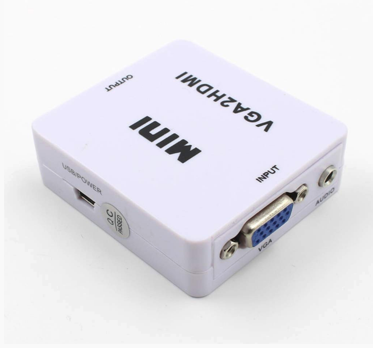 Adaptateur VGA2HDMI Convertisseur et Connecteur  pour PC Portable à la TVHD Projecteur-Blanc