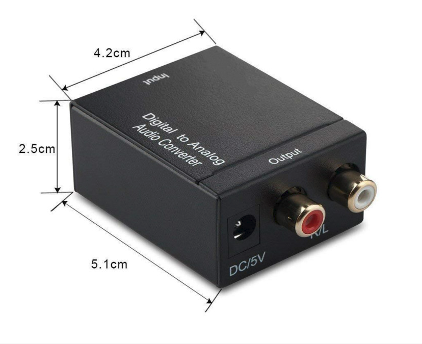 Adaptateur Audio numérique, coaxiaux ou Toslink en L/R.