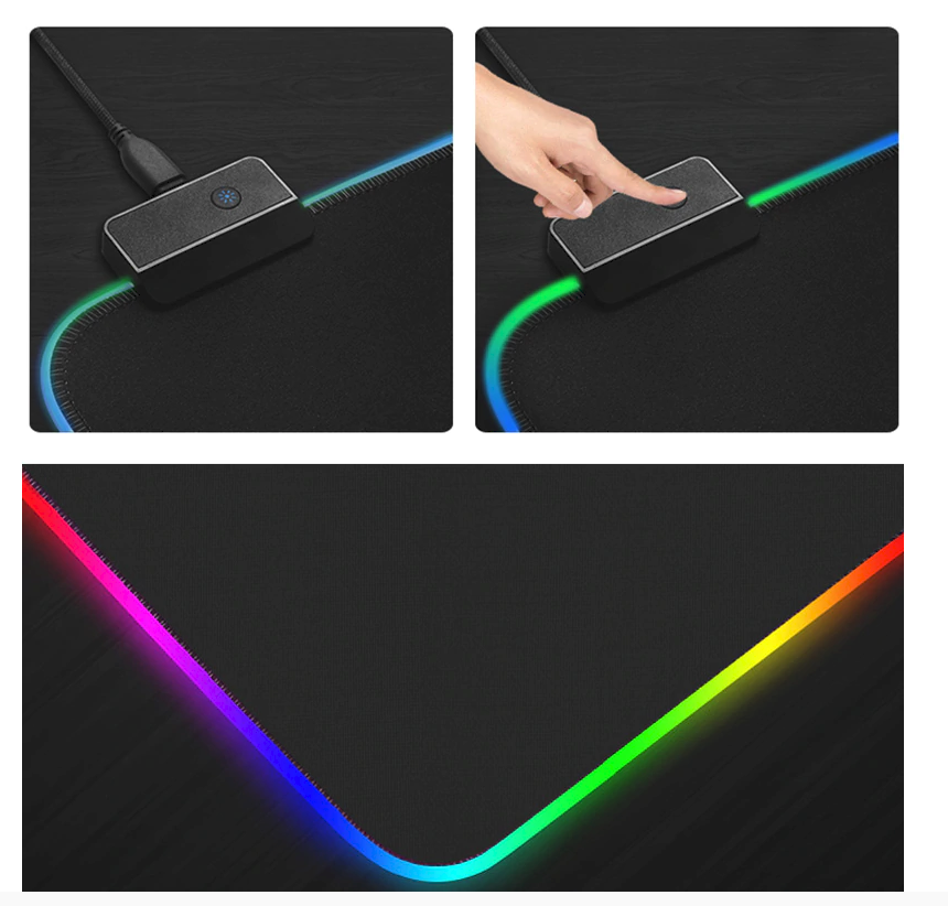 Grand Tapis De Souris De Jeu 14 Couleurs LED RGB Éclairage