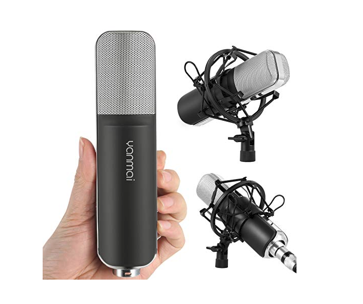 Microphone Professional à Condensateur Q8  avec Support pour diffusion, Studio, et Enregistrement de Son