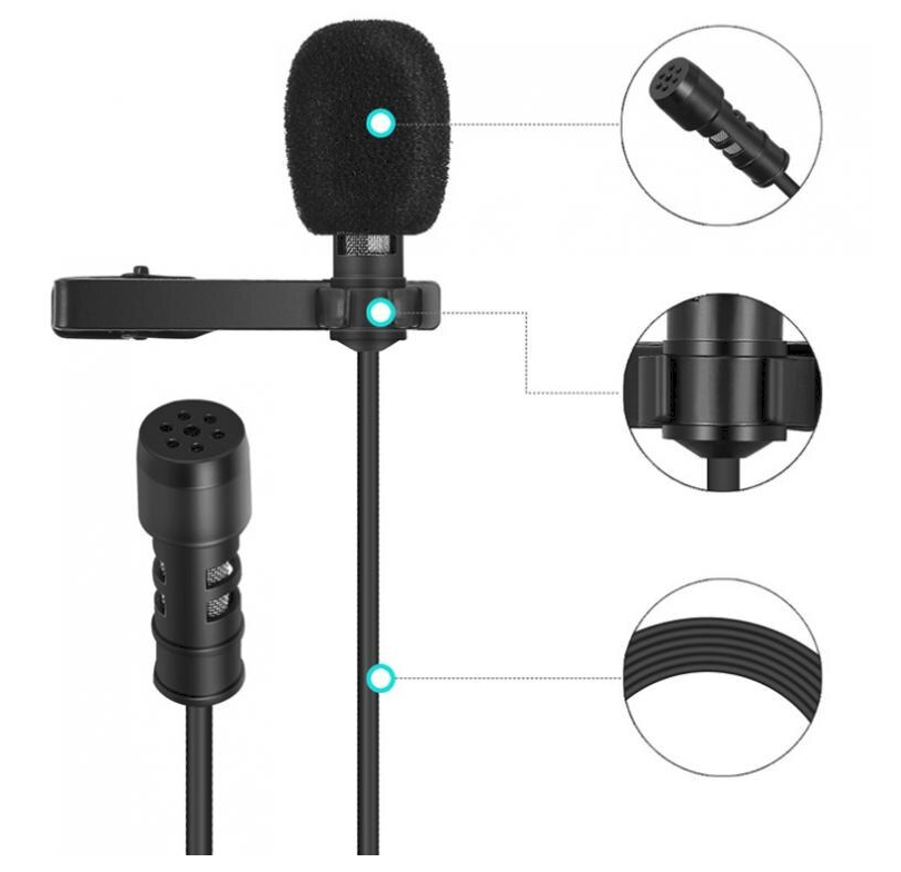 Microphone Câble R955  Lavalier Multifonction Avec Câble Audio pour Conférences, Réunions.