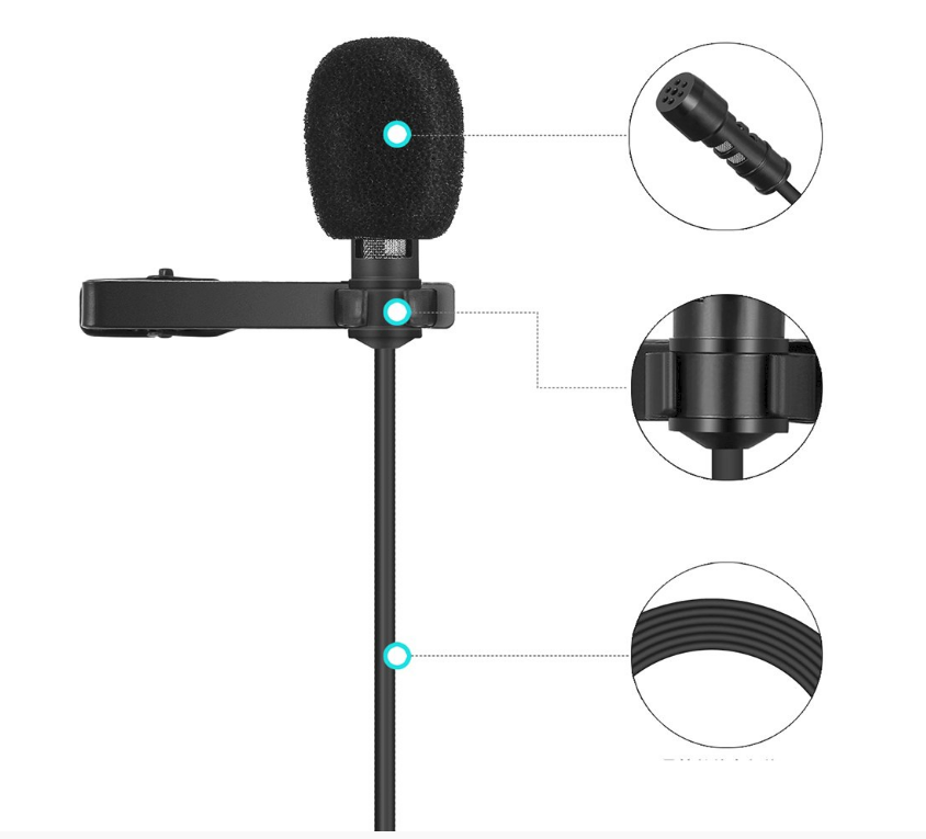 Microphone Câble R955S  Lavalier Multifonction Avec Câble Audio pour Conférences, Réunions.