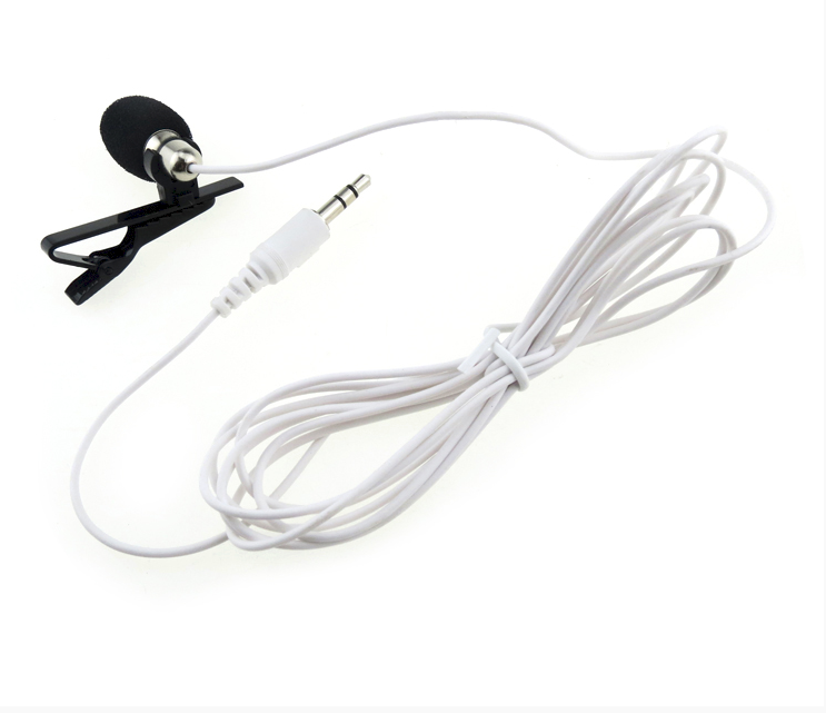 Microphone Stéréo Lavalier 911 pour Bureau et Micro-cravate Condenseur avec Support, Blanc