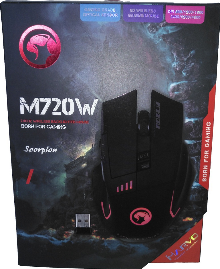 Souris Marvo M720W sans fil avec 8 boutons avec 6 couleurs lumineux LED