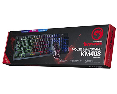 Pack Marvo KM408 Clavier Rétro éclairé et Souris pour Gamer