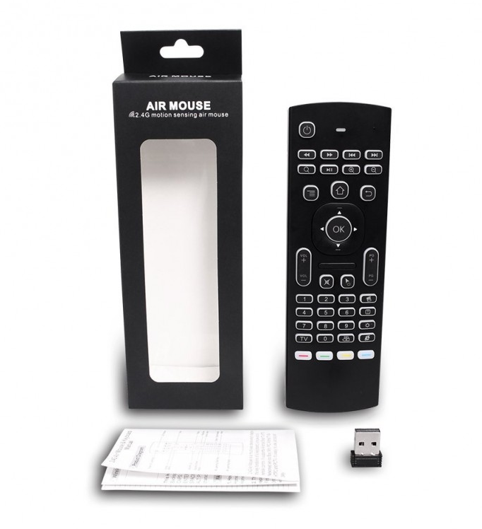 Télécommande et Clavier universelle Air Mouse 2.4 Ghz sans fil rétro-éclairées