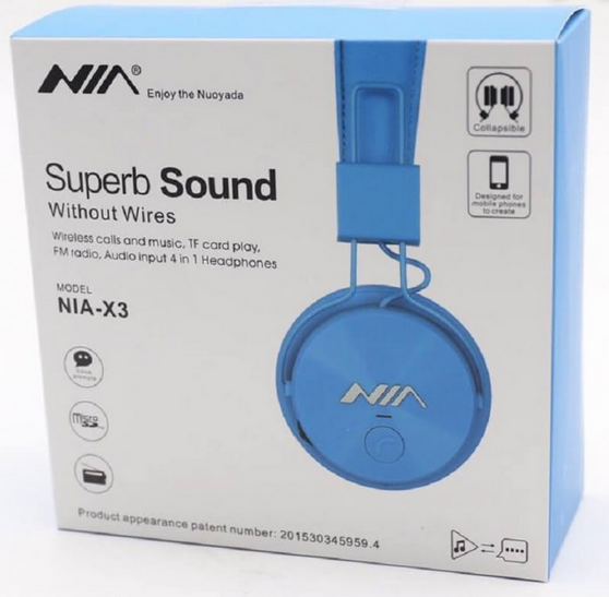 Casque Bluetooth NIA Q3 4 in 1 Stereo avec lecteur Carte Mémoire - Radio FM