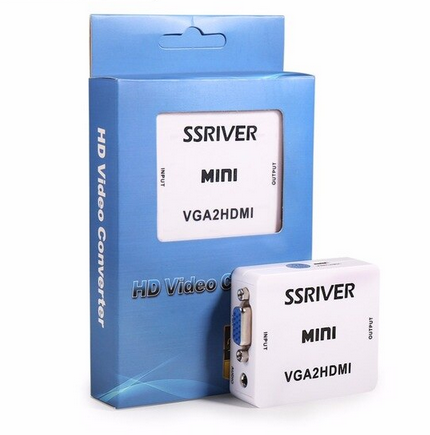 Adaptateur VGA2HDMI Convertisseur et Connecteur  pour PC Portable à la TVHD Projecteur-Blanc