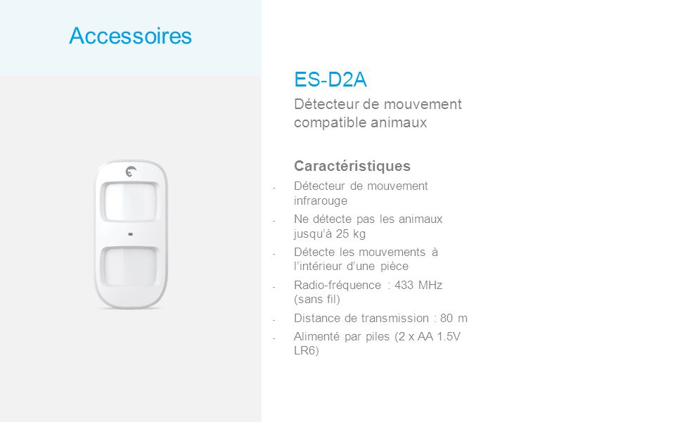 eTiger ES-D2A Détecteur de mouvement compatible animaux
