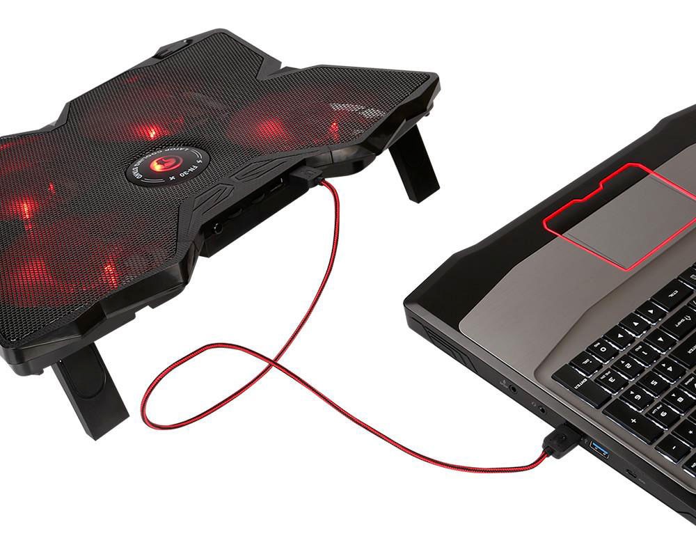 Refroidisseur MARVO FN-30 pour ordinateur portable jusqu'à 17 pouces (Rouge)