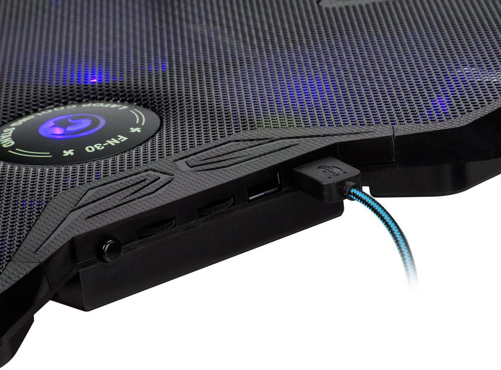 Refroidisseur MARVO FN-30 pour ordinateur portable jusqu'à 17 pouces rétro-éclairage (Bleu))