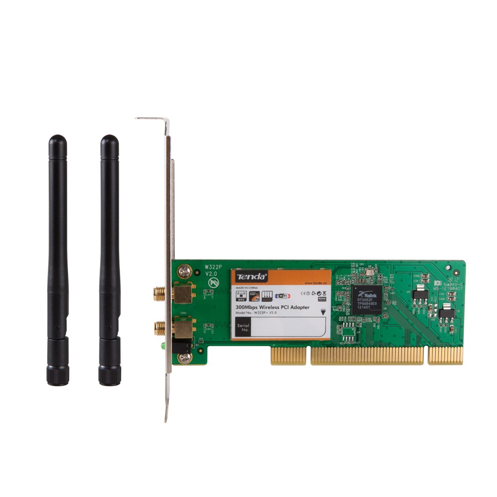 Tenda W322P+ Carte Wi-Fi PCI 300Mbps 2 Antennes Détachables