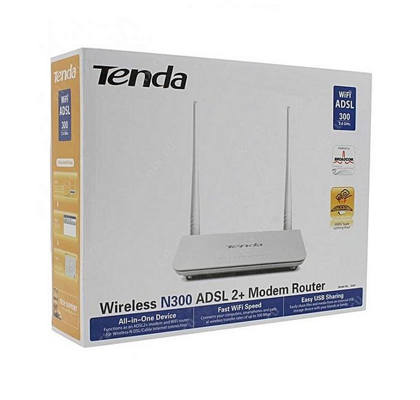 Routeur ADSL Tenda D301 sans fil 300N USB  2 Antennes - (liq)