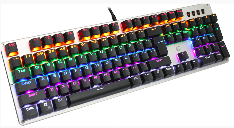 Clavier Gamer Mécanique HP GK100  Switch Bleu avec Rétroéclairage RGB Résistant à l'oxydation et aux Rayures