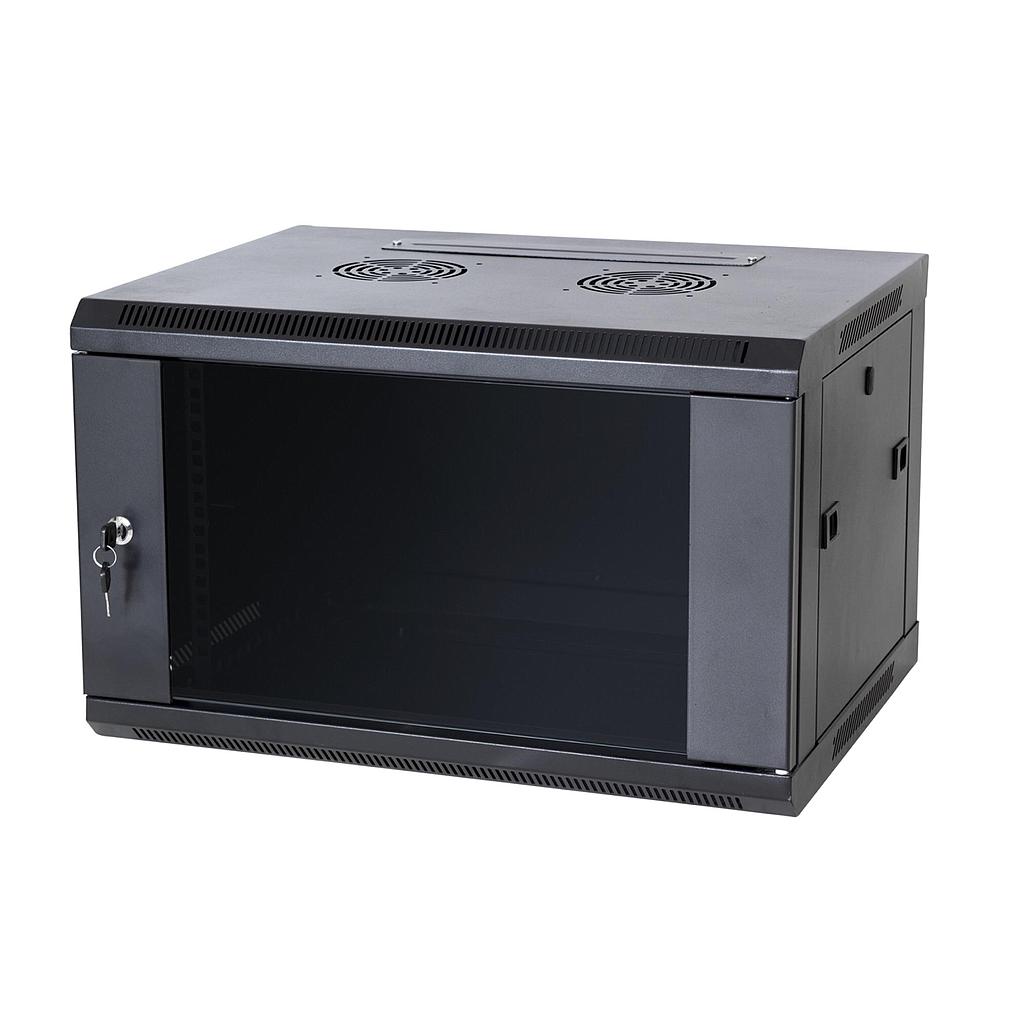 Coffret reseau Metallique 6U 550x350 Noir avec Etagere