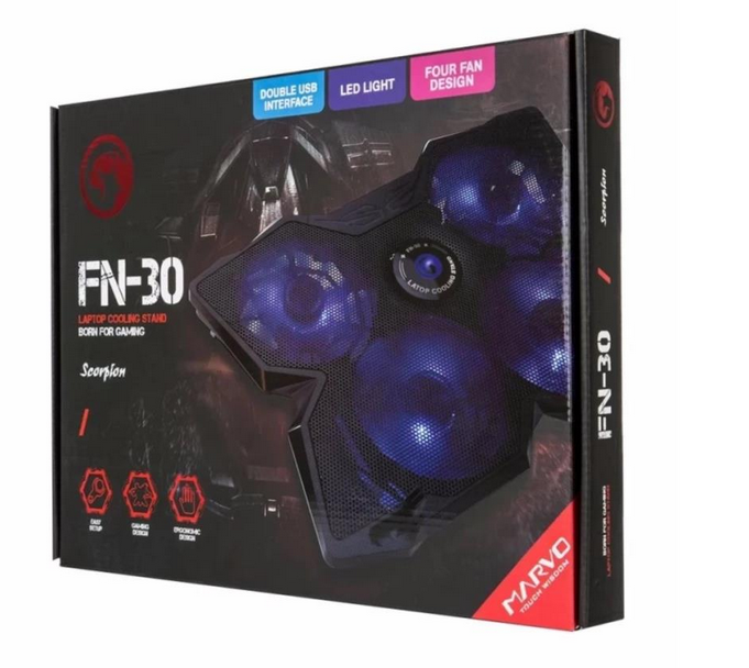 Refroidisseur MARVO FN-30 pour ordinateur portable jusqu'à 17 pouces rétro-éclairage