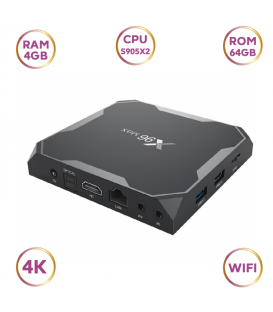 TV Box X96 Max 4K  avec Processeur  Amlogic S905X2 4 GB 64 GB Réseau WiFi avec Télécommande Infrarouge. - (liq)