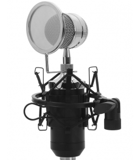 Microphone A Condensateur Unidirectionnel BM 8000S Noir, avec un Amortisseur Métal et Carte Son USB