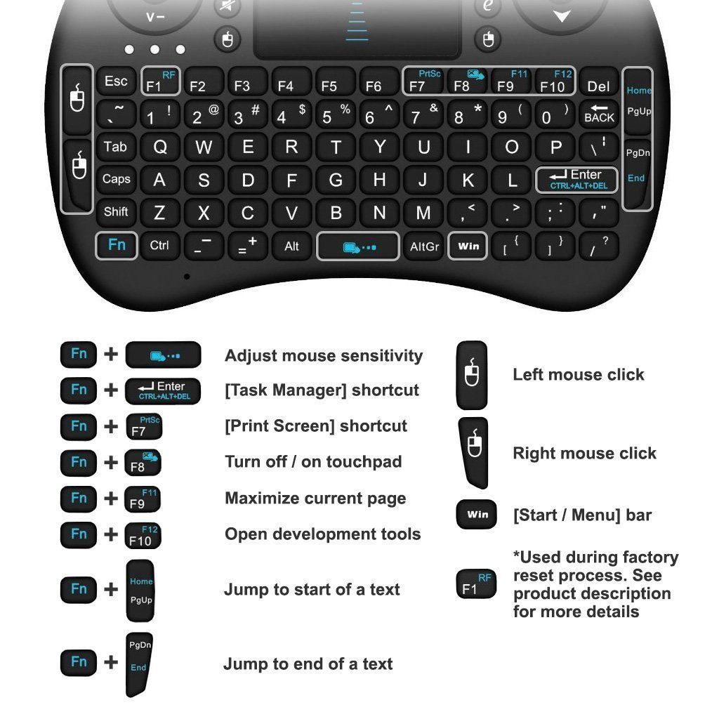 Mini clavier sans fil TD® 78 touches Conception antidérapante