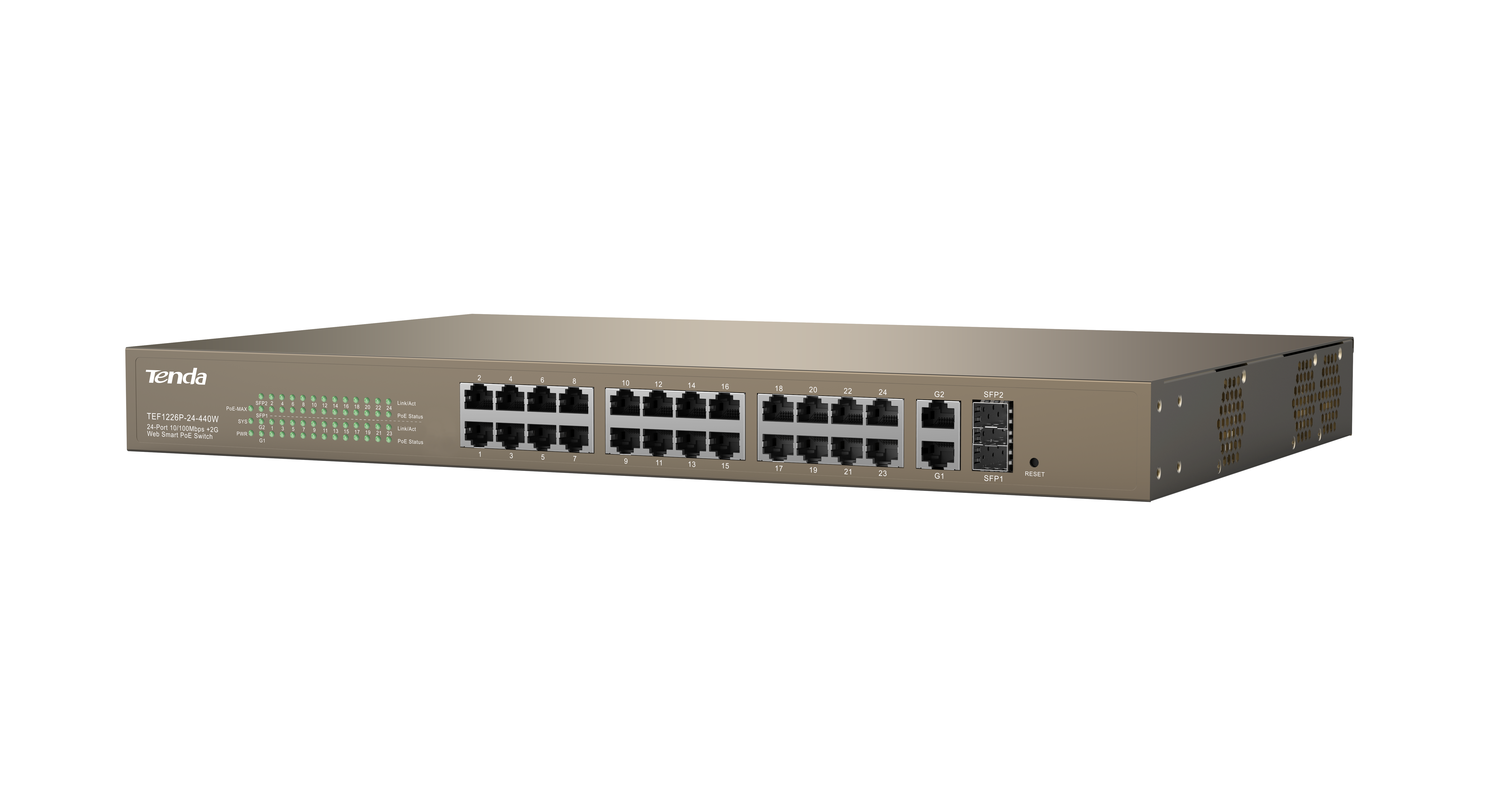 24-Port 10/100M + 2-Port Gigabit + 2 SFP Combo PoE