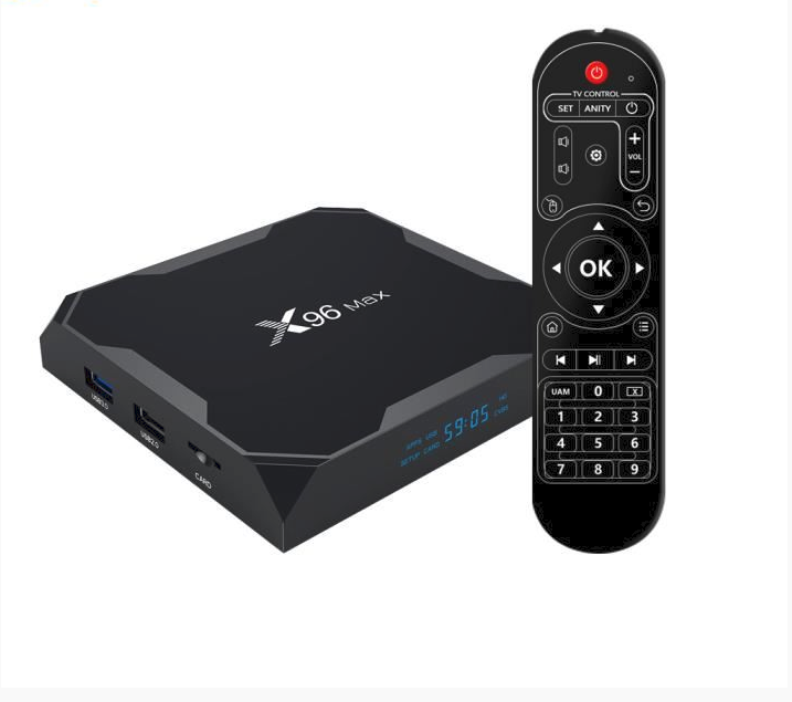 TV Box X96 Max 4K  avec Processeur  Amlogic S905X2 4 GB 64 GB Réseau WiFi avec Télécommande Infrarouge.