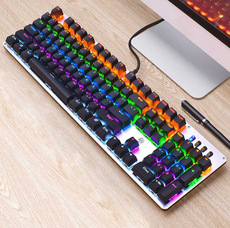 Clavier Gamer Mécanique HP GK100 avec Rétroéclairage RGB Résistant à l'oxydation et aux rayures