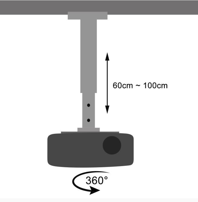 Support Métal pour Projecteur, Soutient 10kg, Ajustable et Rotatif 360 degrés