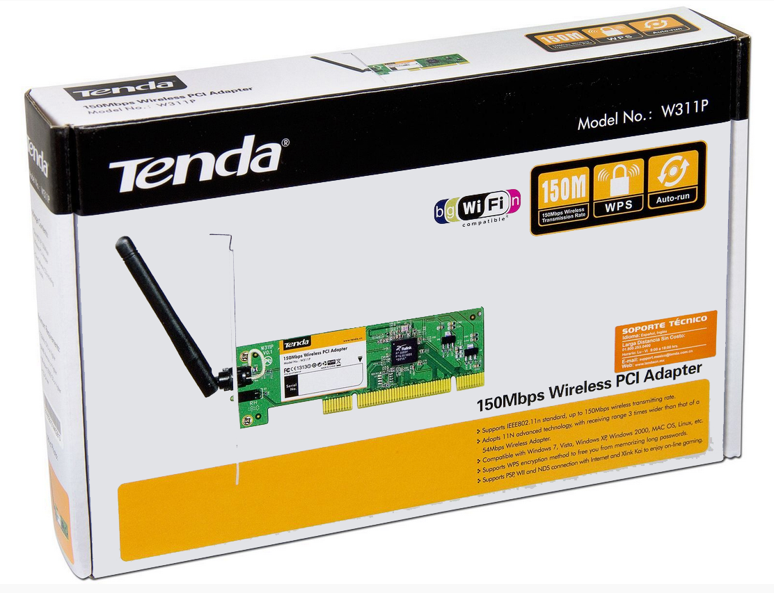 Tenda W311P Adaptateur PCI Wi-Fi N150 Antenne Integrée