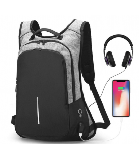 Sac a dos antivol de grande capacite avec un port USB intègre jusqu’à 15.6&quot;