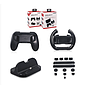 Accessoires de Joy-Con avec poignées volant, support manette, support de Charge et des Bouchons Anti-poussière - (liq)